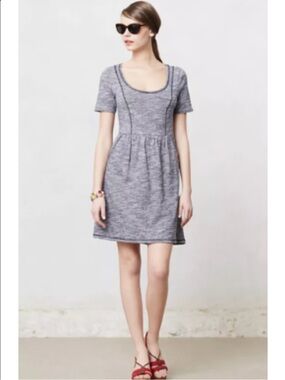 Saturday Sunday Dulcie Space Dye Cotton Dress Blue Pockets Size S